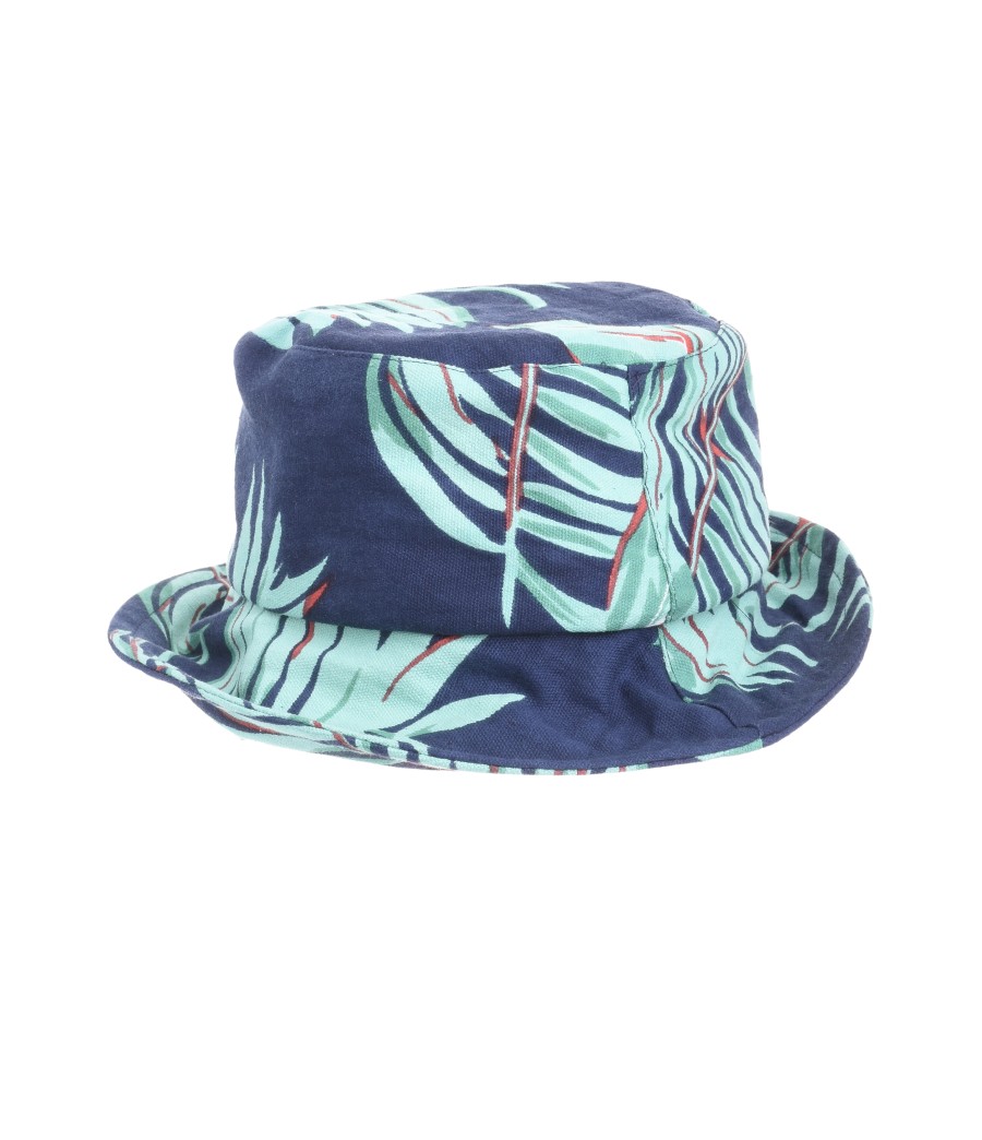 cappello mare in cotone fantasia verde/blu