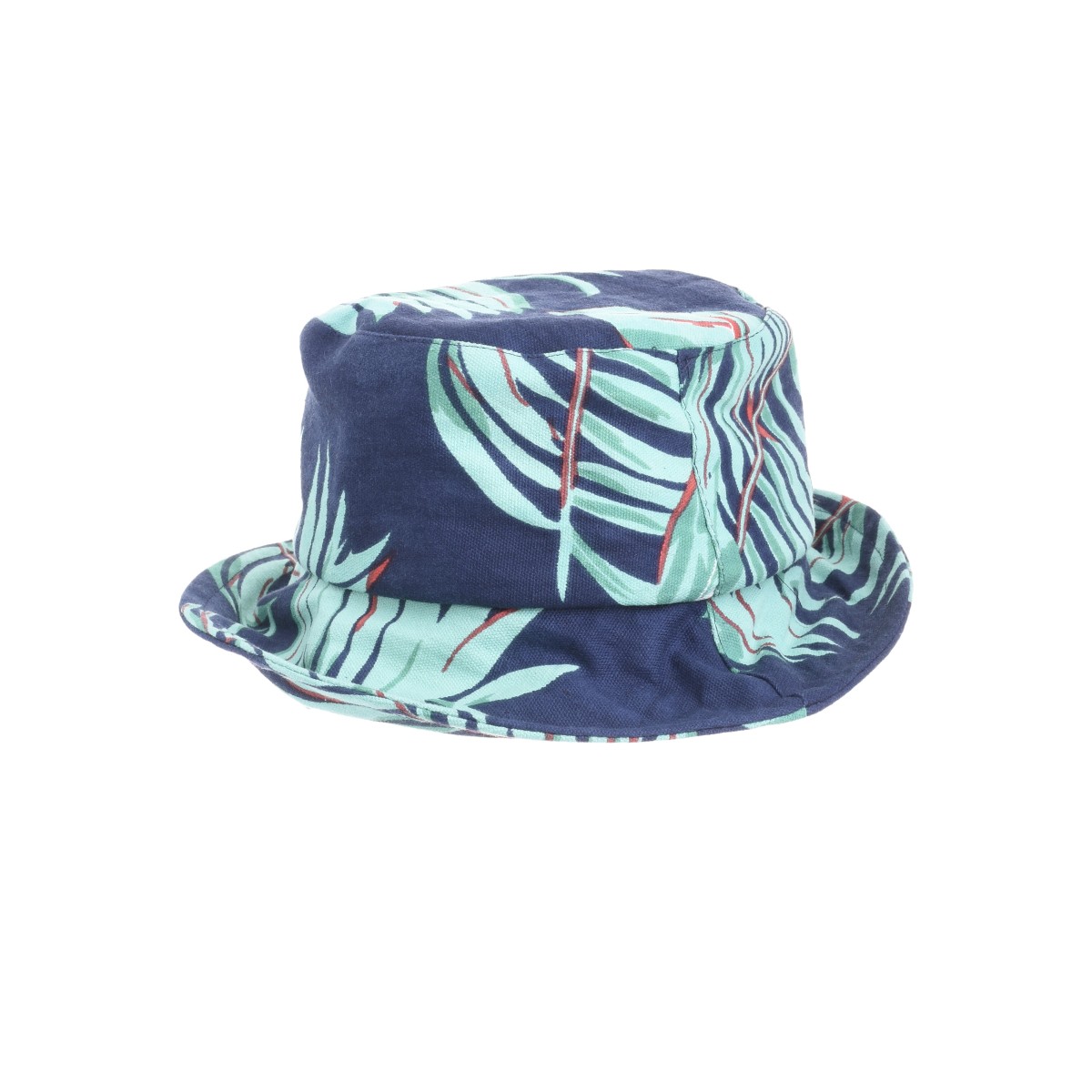 cappello mare in cotone fantasia verde/blu