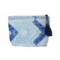 Pochette in cotone fantasia turchese/blu/bianco con Nappina