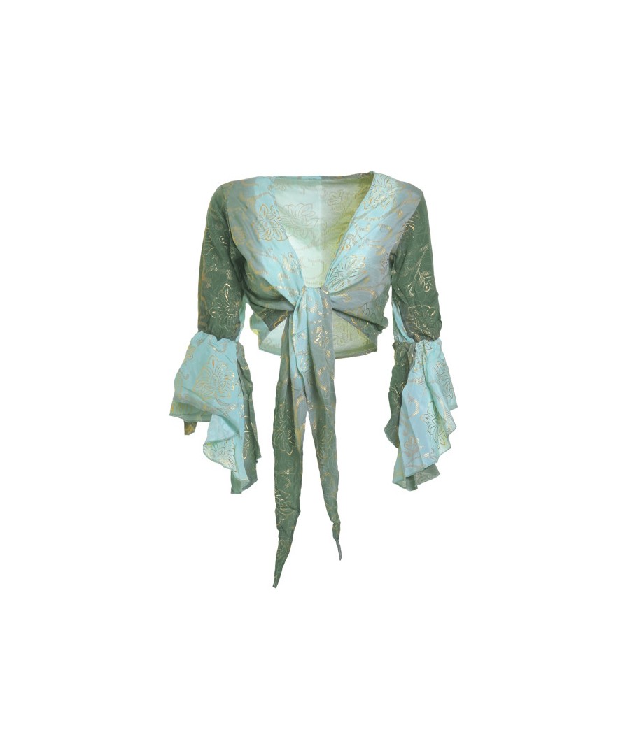 Top/Blusa in color verde degrade' disegni  color oro.