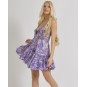 Sleeveless Short Dress in Purple Color with Gold Design