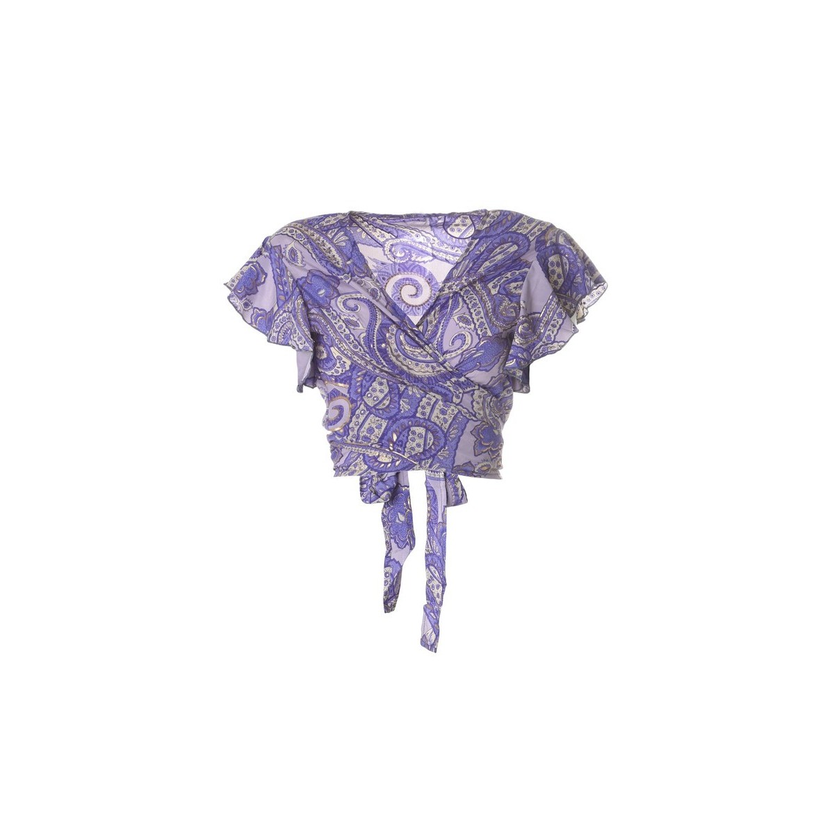 Top/Blusa colore Viola con disegni oro.100%crepe