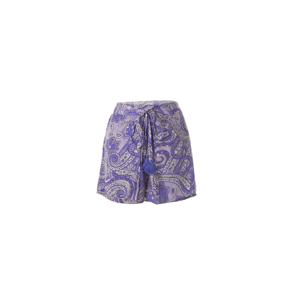 Short viola con disegni oro 100%crepe