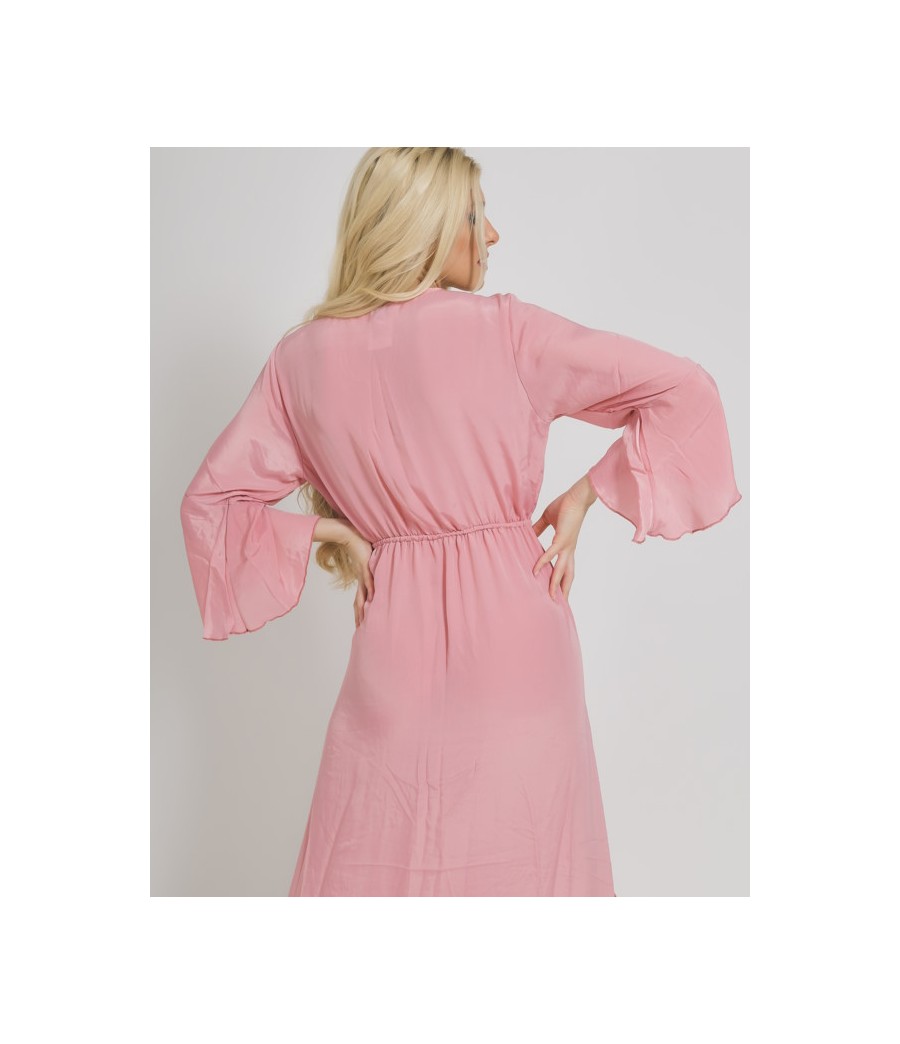 Abito Lungo in crepe 100%colore Rosa