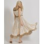 Abito Lungo con Pizzo Colore Beige/Fango.One Size