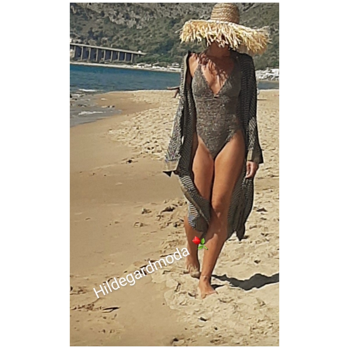 Crochet Monokini Lame'- Argento /Fango-TG S/M