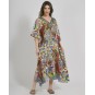 Long Kaftan in Yellow/Red Color with Prints (100%Crepe)