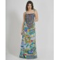 Long Sleeveless Dress Multicolor One Size ( 100% Crepe)