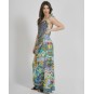 Long Sleeveless Dress Multicolor One Size ( 100% Crepe)