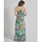 Long Sleeveless Dress Multicolor One Size ( 100% Crepe)