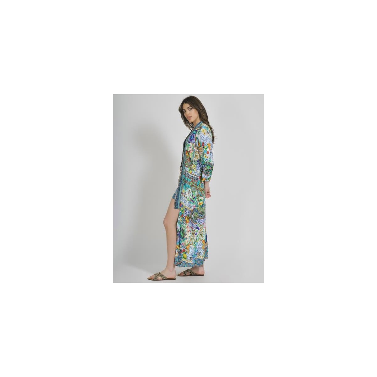 Set Kimono/Short Multicolore (100%Crepe)One Size