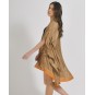 kimono colore Arancio con stampa (28%seta72%Crepe)