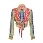 Camicia/Blusa Multicolore Corta con Fiocco.100%Crepe